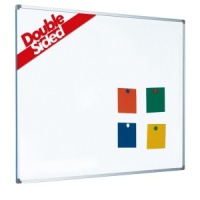 Magnetic coated steel double sided whiteboard with aluminium frame (5yr surface guarantee)