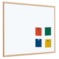 Magnetic coated steel whiteboard with 25mm light wood frame (5yr surface guarantee)